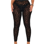 Plus Size Women's Black Leopard Print Sheer High-Waisted Leggings