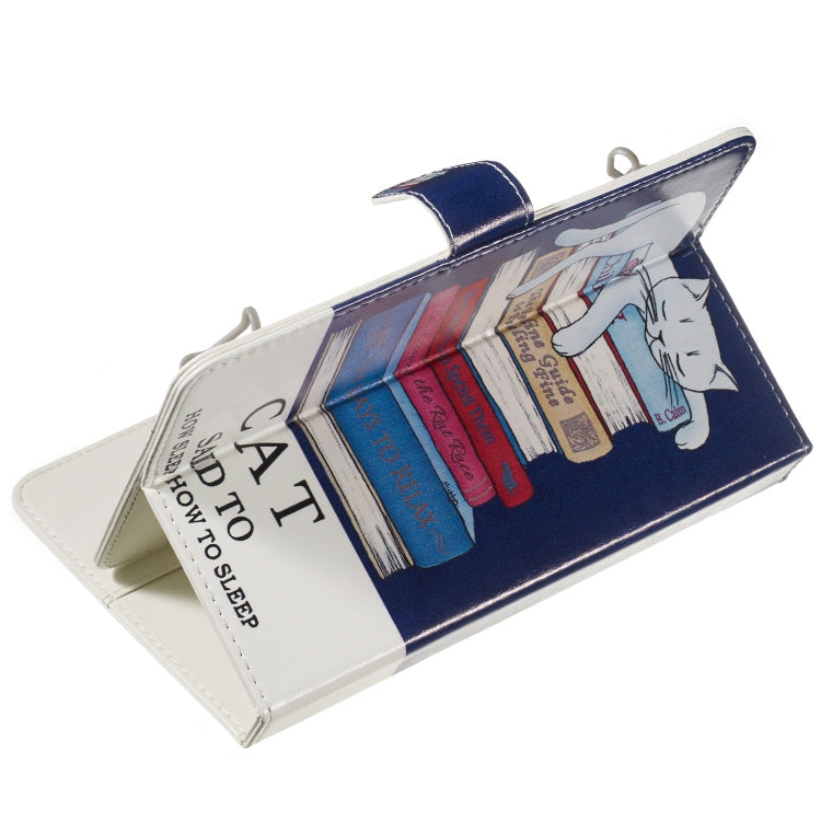 For 7 inch Universal Tablet PC Colored Drawing Pattern Horizontal Flip PU Leather Case with Holder & Card Slots(Book and  Cat)