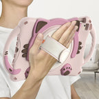 Cute Cat King Kids Shockproof Silicone Tablet Case with Holder & Shoulder Strap & Handle For iPad mini 5 / 4 / 3 / 2 /1(Pink)