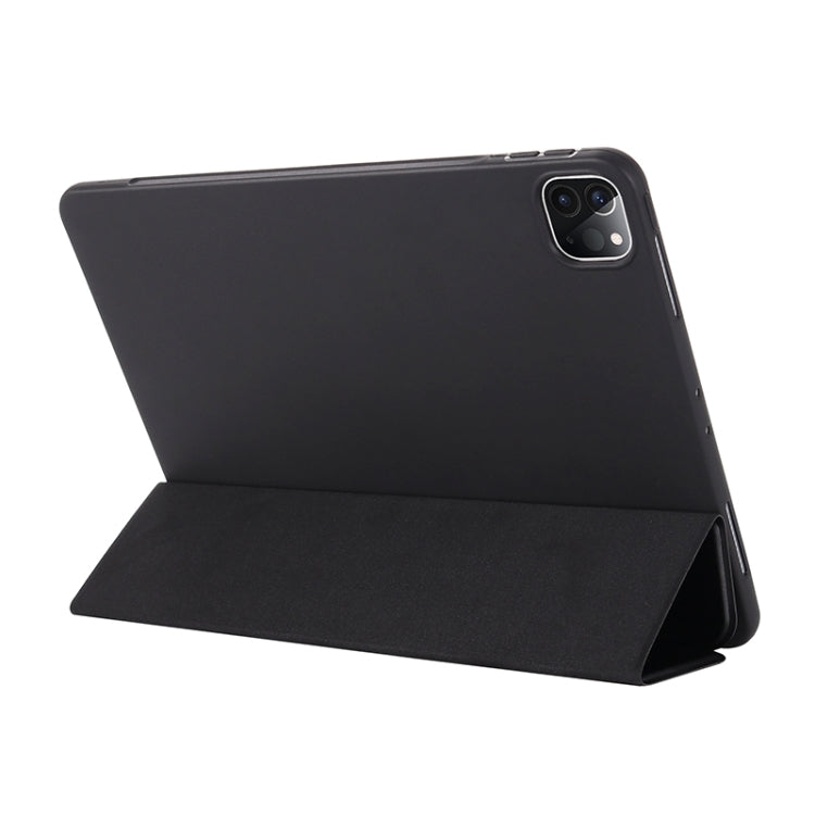 For iPad Pro 11 2022 / 2021 / 2020 TPU Horizontal Flip Leather Tablet Case with Three-folding Holder(Black)