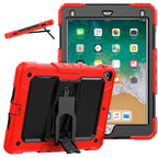 Shockproof Colorful Silicone + Black PC Tablet Protective Case with Holder & Shoulder Strap, For iPad 9.7 2018 / 2017