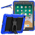 Shockproof Colorful Silicone + Black PC Tablet Protective Case with Holder & Shoulder Strap, For iPad 9.7 2018 / 2017