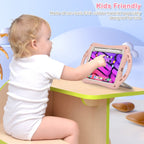 For iPad mini 6 Cute Cat King Kids Shockproof Silicone Tablet Case with Holder & Shoulder Strap & Handle(Pink)