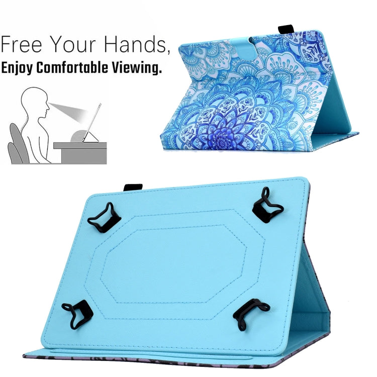 For 10 inch Tablet Electric Pressed TPU Leather Tablet Case(Green Flower)