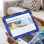 For Samsung Galaxy Tab S8 11 inch SM-X700 Silicone + PC Tablet Case with Shoulder Strap(Black+Dark Blue)