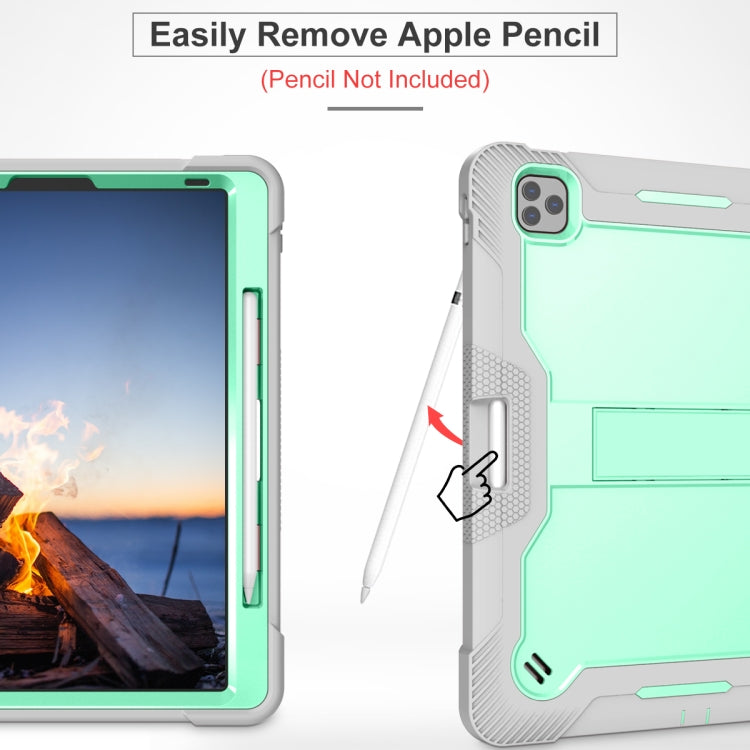 For iPad Pro 12.9 2022 / 2021 / 2020 / 2018 Silicone + PC Shockproof Tablet Case(Mint Green+Grey)