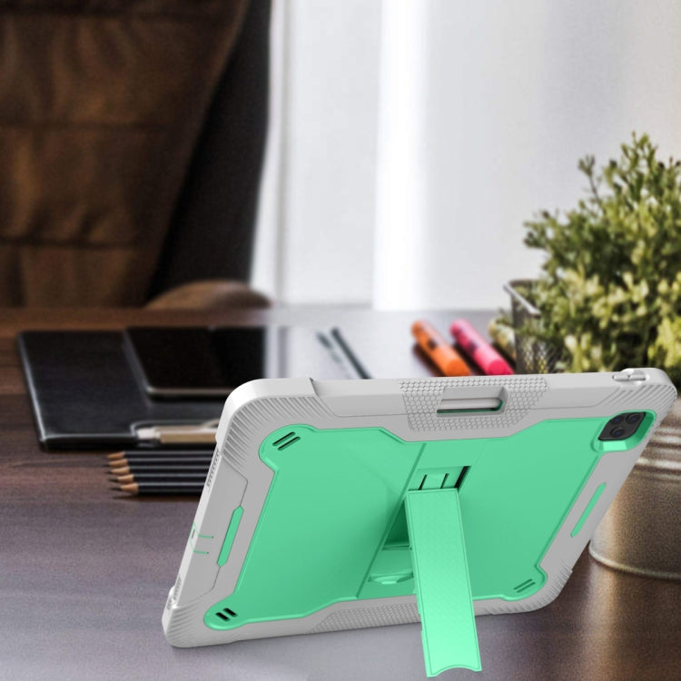 For iPad Pro 12.9 2022 / 2021 / 2020 / 2018 Silicone + PC Shockproof Tablet Case(Mint Green+Grey)