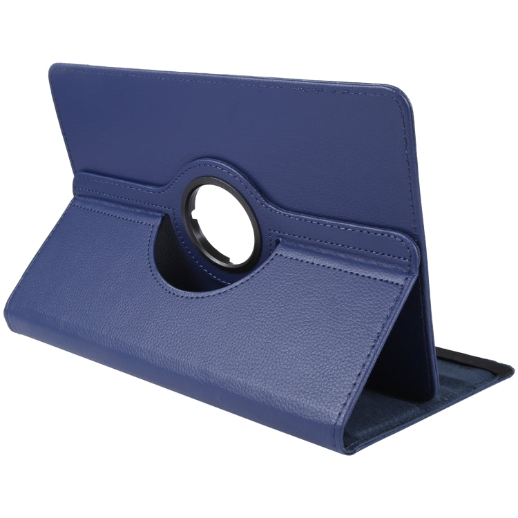 For 10 inch Tablet 360 Degree Rotation Litchi Texture Flip Leather Tablet Case(Blue)