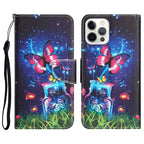 Colored Drawing Leather Phone Case, For iPhone 14 Pro
