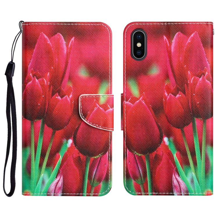 Colored Drawing Leather Phone Case, For iPhone X