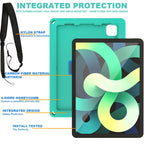 EVA + PC Tablet Case with Shoulder Strap For iPad Pro 11 inch 2020 / 2018 / Air 5 / Air 4(Glacier Green)