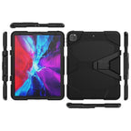 For iPad Pro 12.9 inch (2020) Shockproof Colorful Silicon + PC Protective Tablet Case with Holder & Shoulder Strap & Hand Strap (Black)