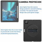 For iPad Pro 12.9 inch 2019 / 2021 / 2022 360 Rotation Stand EVA Hard PC Tablet Case with Strap(Black)