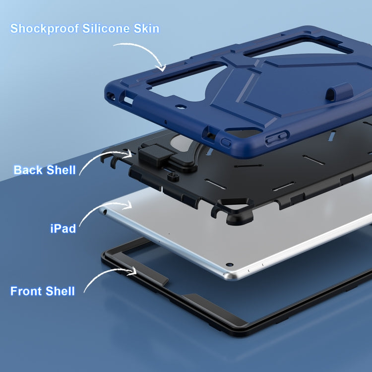 For iPad 10.2 2021 / 2020 / 2019 Silicone + PC Shockproof Protective Tablet Case(Navy Blue+Black)