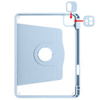 For iPad Pro 11 2022/2021/2020/2018 / Air 10.9 2022 / 10.9 2020  Acrylic 360 Degree Rotation Holder Tablet Leather Case(Ice Blue)