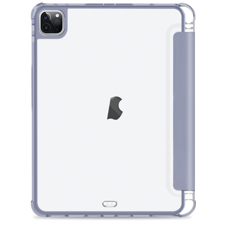 For iPad Pro 11 2022 / 2021 / 2020 3-fold Shockproof Smart Leather Tablet Case(Lavender)