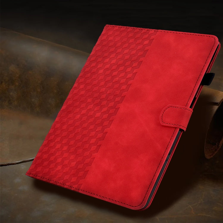 For iPad 10th Gen 10.9 2022 Rhombus Embossed Leather Smart Tablet Case(Red)