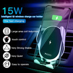 Yesido C78 Car Automatic Clamping 15W Qi Wireless Charger Phone Holder(Black)