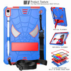 Spider Texture Silicone Hybrid PC Tablet Case with Shoulder Strap, For iPad 10th Gen 10.9 2022, For iPad Pro 11 2021 / Air 5 10.9