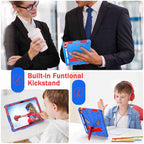 For iPad 10th Gen 10.9 2022 Spider Texture Silicone Hybrid PC Tablet Case with Shoulder Strap(Blue + Red)