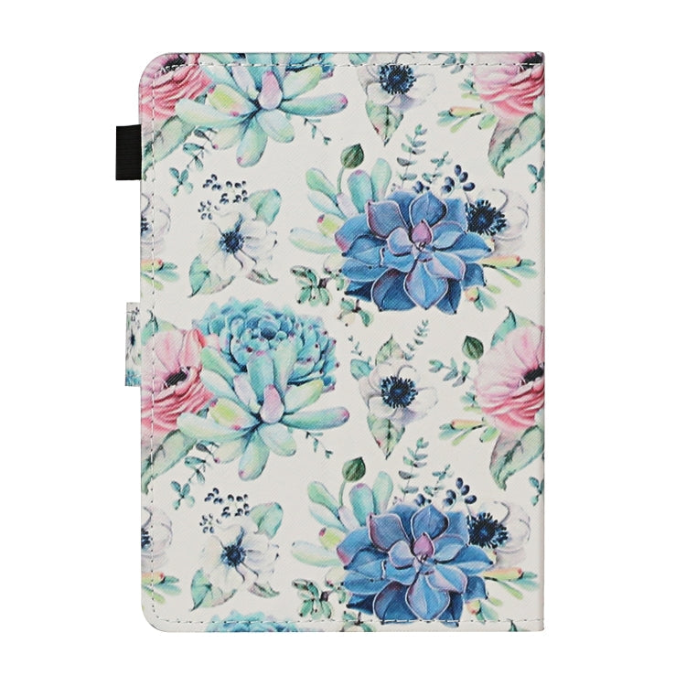 For 8 inch Universal Tablet PC Flower Pattern Horizontal Flip Leather Case with Card Slots & Holder(Blue Flower On White)