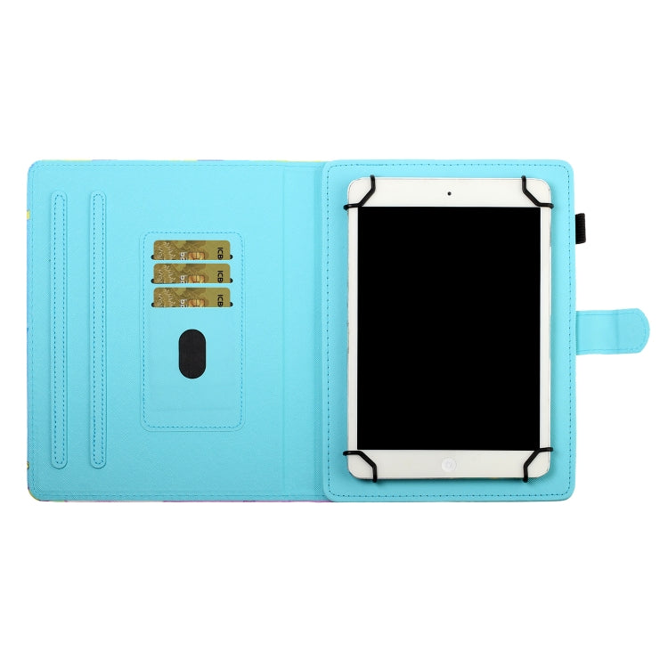 For 8 inch Universal Tablet PC Flower Pattern Horizontal Flip Leather Case with Card Slots & Holder(Blue Flower On White)