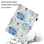 For 8 inch Universal Tablet PC Flower Pattern Horizontal Flip Leather Case with Card Slots & Holder(Blue Flower On White)