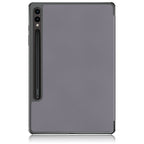 For Samsung Galaxy Tab S9+ Custer Pure Color 3-Fold Holder Smart Leather Tablet Case(Grey)