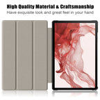 For Samsung Galaxy Tab S9+ Custer Pure Color 3-Fold Holder Smart Leather Tablet Case(Grey)