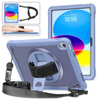 Heavy Duty Hybrid Tablet Case with Hand Grip & Strap, For iPad Air 2022 10.9 / Pro 11 2022, For iPad 10th Gen 10.9 2022, For iPad 10.2 2021 / 2020 / 2019, For iPad mini 6 / mini 2024