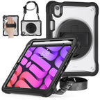 Heavy Duty Hybrid Tablet Case with Hand Grip & Strap, For iPad Air 2022 10.9 / Pro 11 2022, For iPad 10th Gen 10.9 2022, For iPad 10.2 2021 / 2020 / 2019, For iPad mini 6 / mini 2024