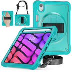Heavy Duty Hybrid Tablet Case with Hand Grip & Strap, For iPad Air 2022 10.9 / Pro 11 2022, For iPad 10th Gen 10.9 2022, For iPad 10.2 2021 / 2020 / 2019, For iPad mini 6 / mini 2024