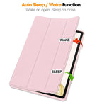 For Samsung Galaxy Tab S9+ 3-Fold Pure Color TPU Smart Leather Tablet Case with Pen Slot(Pink)