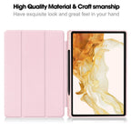 For Samsung Galaxy Tab S9+ 3-Fold Pure Color TPU Smart Leather Tablet Case with Pen Slot(Pink)