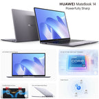 HUAWEI MateBook 14 Laptop, 16GB+512GB, 14 inch Touch Screen Windows 11 Home Chinese Version, Intel 12th Gen Core i7-1260P Integrated Graphics(Grey)