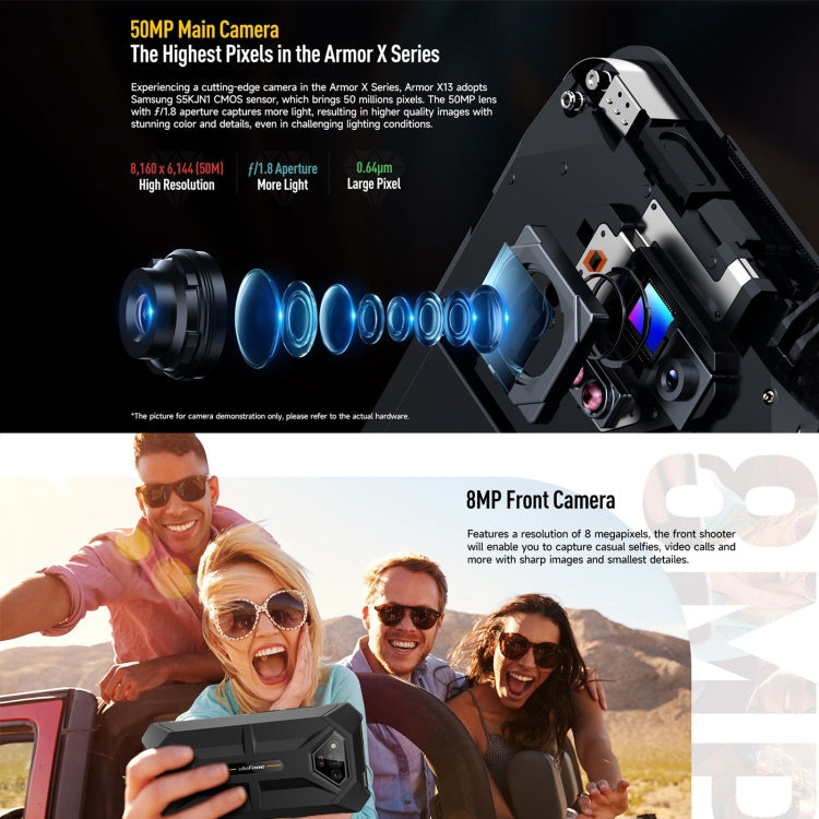 Ulefone Armor X13, IP68/IP69K Rugged Phone, 6.52 inch Android 15 MediaTek Helio G36 Octa Core, Network: 4G, NFC, OTG, 6GB+64GB
