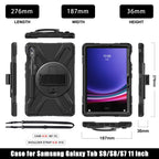 Rotatable Kickstand Grip Heavy Duty Hard Rugged Tablet Case, For Galaxy Tab S10 FE / S9 FE / S9 / S8 / S7, For Samsung Galaxy Tab S9+ / S8+