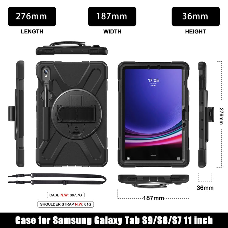 Rotatable Kickstand Grip Heavy Duty Hard Rugged Tablet Case, For Galaxy Tab S10 FE / S9 FE / S9 / S8 / S7, For Samsung Galaxy Tab S9+ / S8+