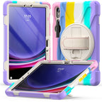 Rotatable Kickstand Grip Heavy Duty Hard Rugged Tablet Case, For Galaxy Tab S10 FE / S9 FE / S9 / S8 / S7, For Samsung Galaxy Tab S9+ / S8+