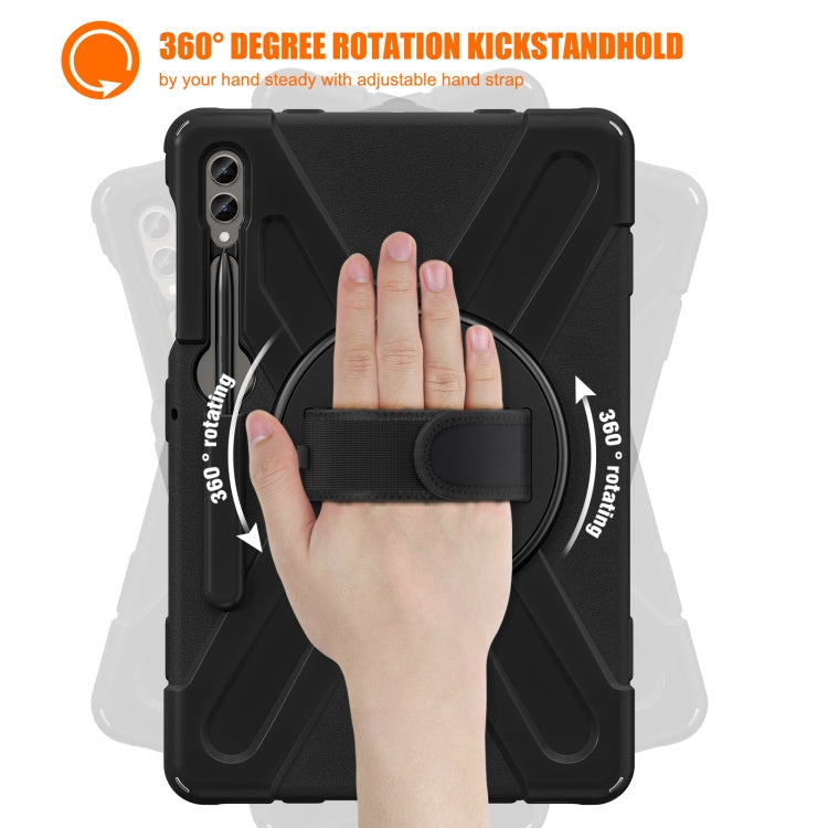 For Samsung Galaxy Tab S9+ / S8+ Rotary Handle Grab TPU + PC Tablet Case(Black)