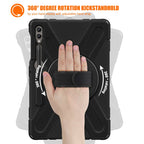 For Samsung Galaxy Tab S9+ / S8+ Rotary Handle Grab TPU + PC Tablet Case(Black)