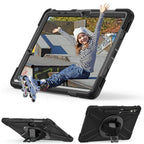 For Samsung Galaxy Tab S9+ / S8+ Rotary Handle Grab TPU + PC Tablet Case(Black)