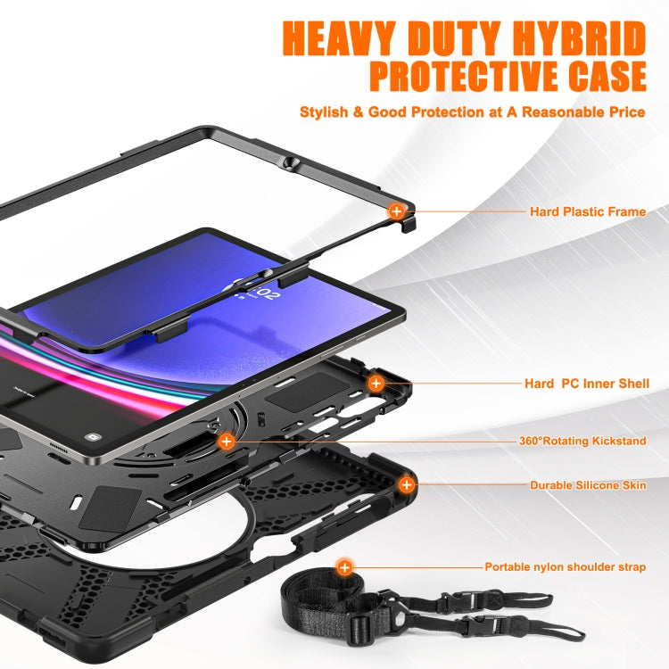 For Samsung Galaxy Tab S9+ / S8+ Rotary Handle Grab TPU + PC Tablet Case(Black)