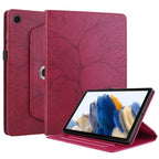 For Samsung Galaxy Tab A8 10.5 Tree Life Embossed Rotation Leather Smart Tablet Case(Red)