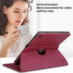 For Samsung Galaxy Tab A8 10.5 Tree Life Embossed Rotation Leather Smart Tablet Case(Red)