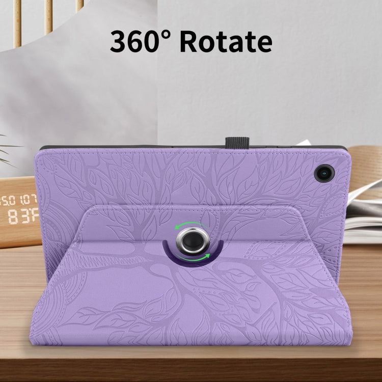 For Samsung Galaxy Tab A8 10.5 Tree Life Embossed Rotation Leather Smart Tablet Case(Purple)