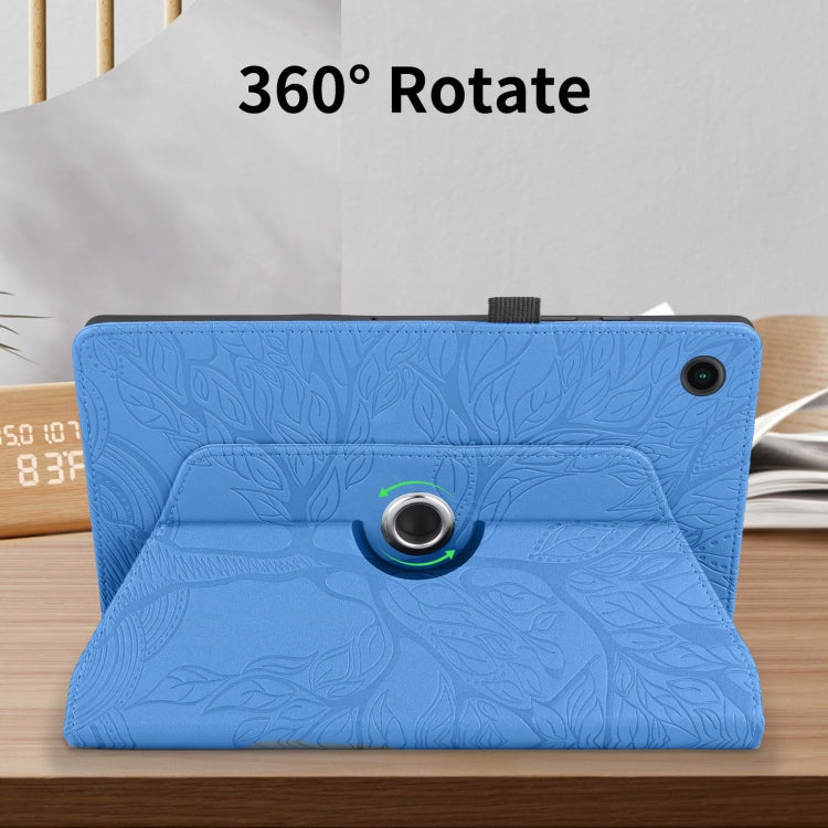 For Samsung Galaxy Tab A8 10.5 Tree Life Embossed Rotation Leather Smart Tablet Case(Blue)
