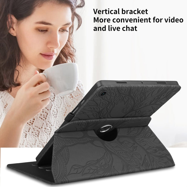 For Samsung Galaxy Tab A8 10.5 Tree Life Embossed Rotation Leather Smart Tablet Case(Black)
