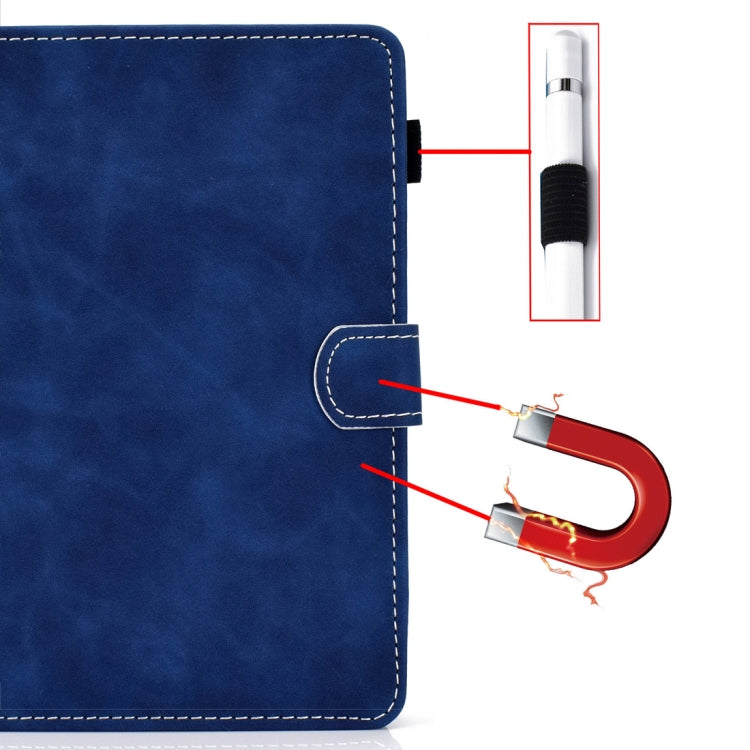 For 10 inch Tablet PC Universal Cowhide Texture Horizontal Flip Leather Case with Holder & Card Slots & Pen Slot(Blue)