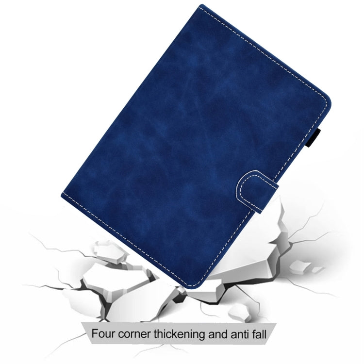 For 10 inch Tablet PC Universal Cowhide Texture Horizontal Flip Leather Case with Holder & Card Slots & Pen Slot(Blue)